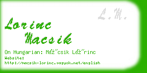lorinc macsik business card